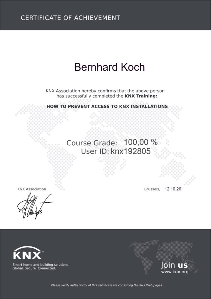 KNX Association Zertifikat: How to prevent access to KNX installations